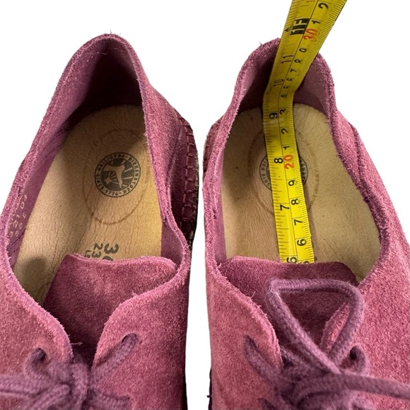NWOB Birkenstock Gary Maroon Suede Leather Lace-Up Derby Shoes Women's Size 5 - Picture 14 of 16